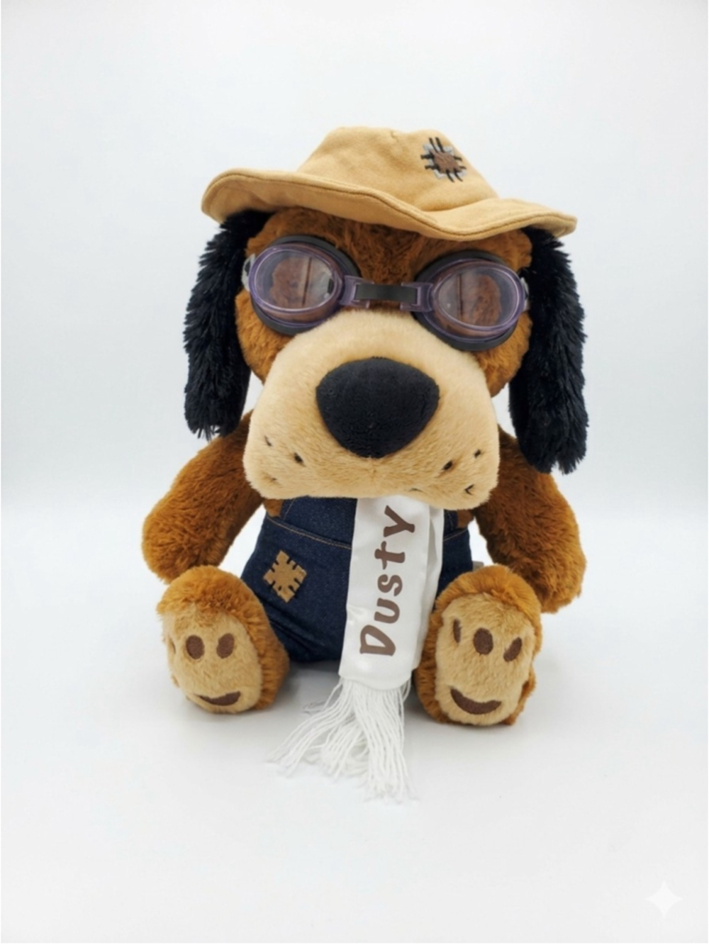 Dusty the Pilot Dog Plush Born Aviation Products Aviator Puppy Goggles Hat 10"